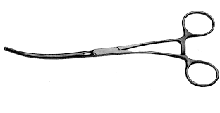 Debakey Renal Artery, Peripheral Vascular Clamp, Angled Jaws, Curved Shanks, Jaws 6.5 Cm, 10 1/2" (26.5 Cm)